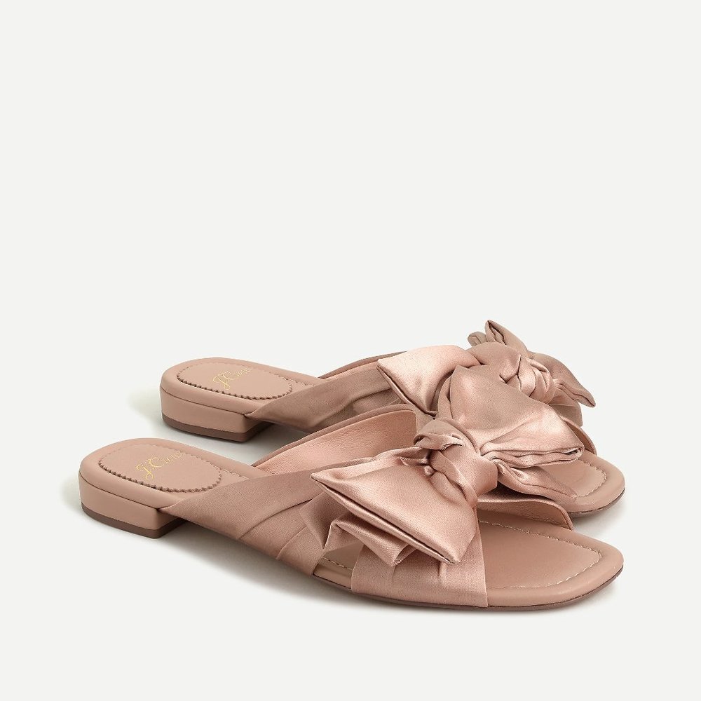 NIB J. Crew Abbie Bow Sandals in Satin Blush 5.5